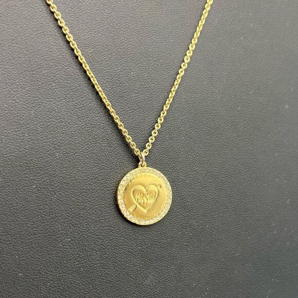 Kate Spade Mr & Mrs Bride Groom Wedding Round Crystal Pendant Necklace - Picture 4 of 6